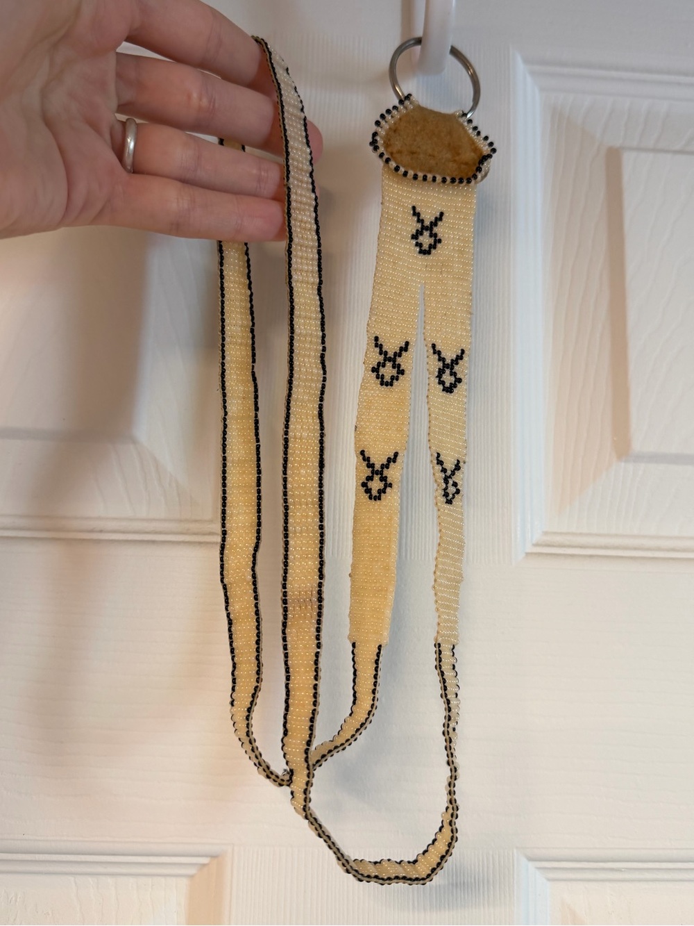 Handcrafted Cree First Nation Beaded Keychain Lanyard with Moosehide